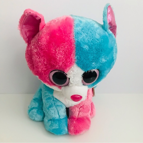 Ty Other - TY Beanie Boos Fiona Large Pink Blue Cat Plush 18” Retired